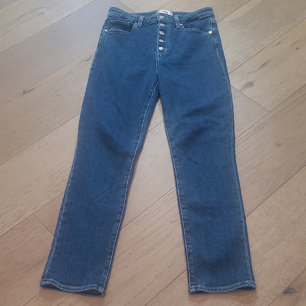 PAIGE Jeans Women's sz 28 Sarah Slim High Rise Button Fly Ankle Denim Jeans